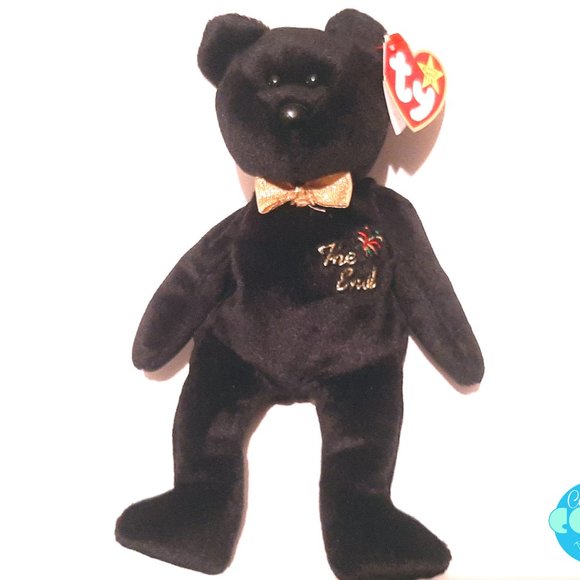 Rare vintage TY Beanie baby 1999 The End black bear #04265 PE Pellets great gift - Picture 10 of 10